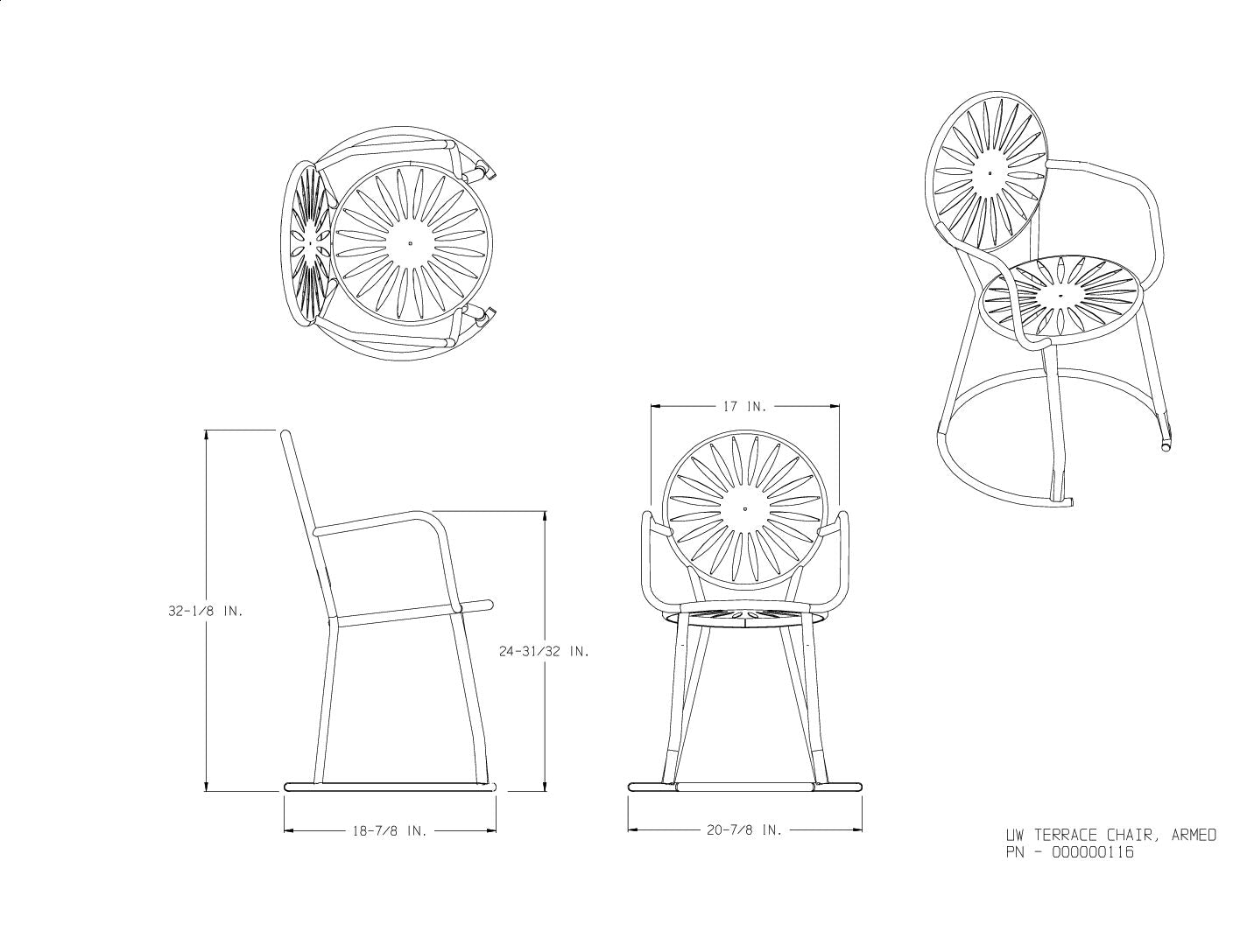 Red Terrace Chair with Arms