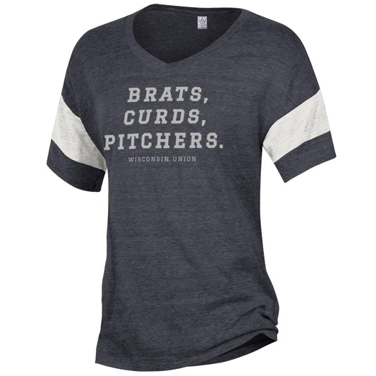 Brats Curds and Pitchers Women's Football Tee